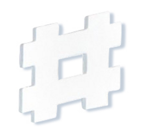 Weißes Pappmaché, Zeichen Hashtag #, 1,5x12,5x12 cm