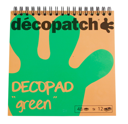 Décopad, Block mit 48 Blatt Décopatch-Papier 15x15 cm, grün