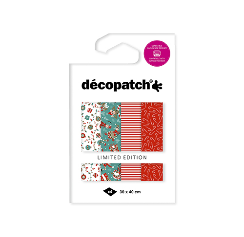 Packung mit 4 Bogen Décopatch-Papier Weihnachten - Wichtel