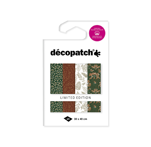 Packung mit 4 Bogen Décopatch-Papier Weihnachten - Wald