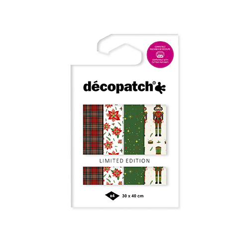 Set of 4 Christmas foil papers - Nutcracker Soldier